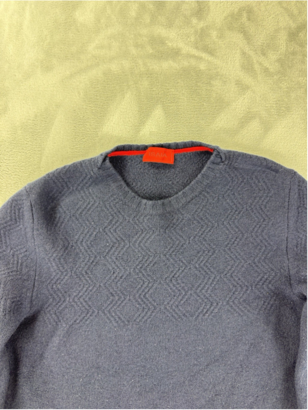 Isaia Napoli 100% Cashmere Navy Blue Sweater Mens Size Small - Picture 12 of 16